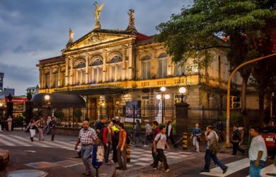 San Jose city architecture with National Theater, Central Market, and historic buildings in Costa Rica capital - Macaws Tours by Pablo C