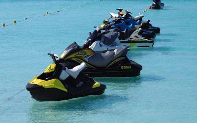 Jet ski adventure along Costa Rican Pacific coast with ocean views and beach background - Macaws Adventure Tours by Pablo C